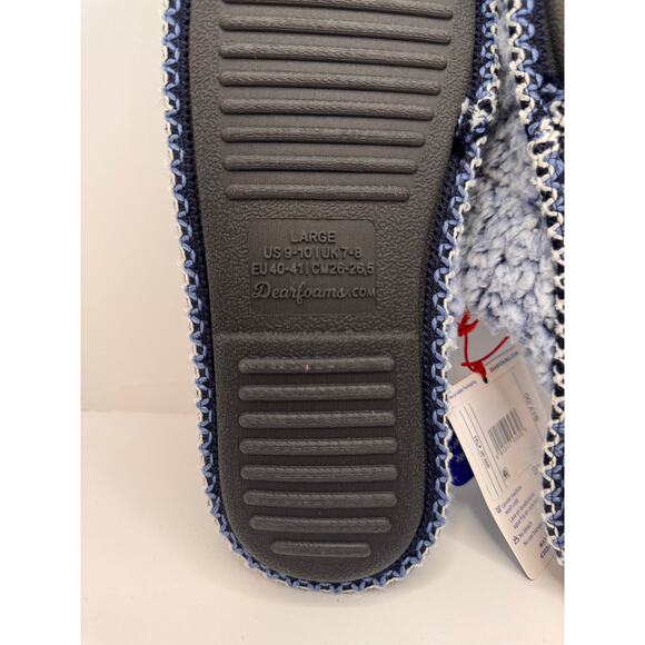 DLUXE by Dearfoams Vera Teddy Scuff Slippers Blue Memory Foam Size L 9-10 UNISEX - Picture 5 of 10